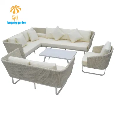 Conjunto de sofás de mimbre modulares modernos, muebles de ratán para exteriores Lecong para el Patio del jardín del hotel