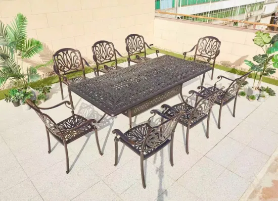 Juego de mesa y 4 sillas para jardín/patio para barbacoa, aluminio fundido acabado en negro, juegos de muebles de jardín fundidos